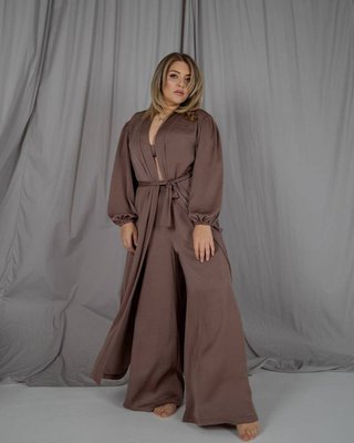 Жіночий піжамний костюм трійка колір капучино р.L/XL 448619 448467 фото