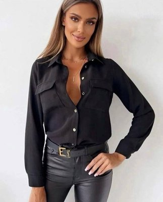 Жіноча блуза колір чорний р.42/44 449211 449217 фото