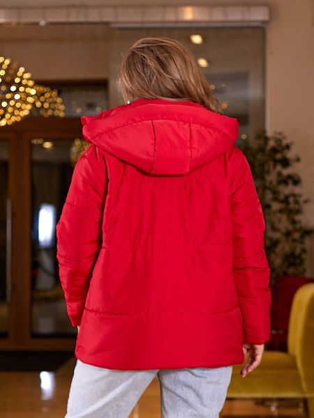 Жіноча весняна куртка червоного кольору р.48/50 406435 406438 фото