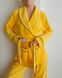 Жіноча піжама велюр Eva на запах жовтого кольору р.L 443804 443772 фото 6