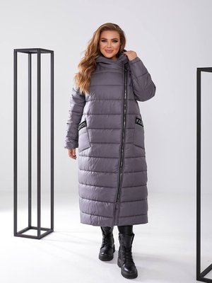 Жіноча куртка-пальто із плащової тканини колір графіт р.48/50 448426 448515 фото