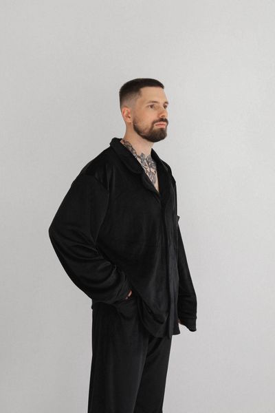 Чоловіча піжама з велюру колір чорний р.L 449793 449794 фото