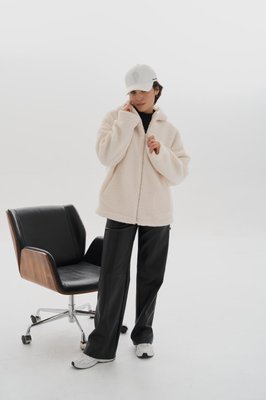 Жіноча куртка Тедді баранчик з капюшоном колір молочний р.L/XL 450901 450884 фото
