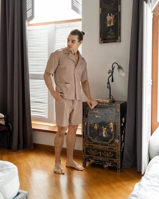 Чоловічий піжамний костюм колір бежевий р.XL 453370 453369 фото