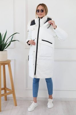 Жіноча куртка до коліна колір білий р.XL 445380 445380 фото