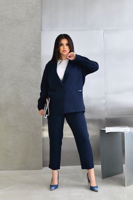Жіночий костюм брюки та піджак колір синій р.48/50 452784 452852 фото