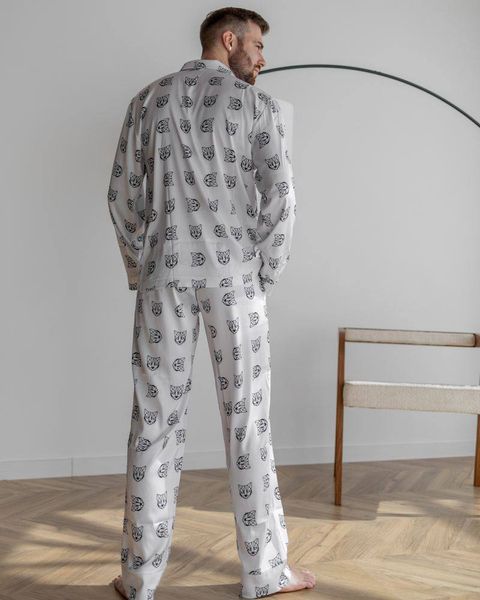 Чоловіча піжама шовк Армані Cat колір білий р.M 443848 443848 фото