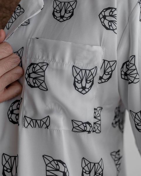 Чоловіча піжама шовк Армані Cat колір білий р.M 443848 443848 фото