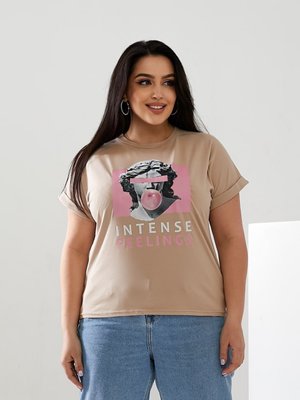 Жіноча футболка INTENSE колір бежевий р.56/58 433185 433039 фото