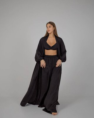 Жіночий піжамний костюм трійка колір чорний р.L/XL 448618 448468 фото
