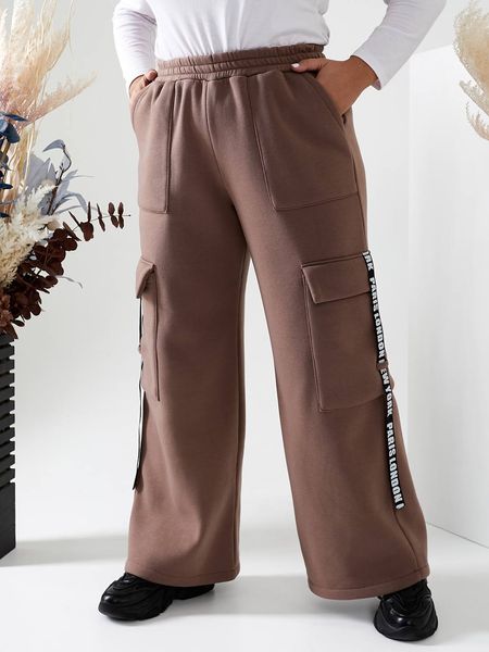 Жіночі брюки карго колір мокко р.50/52 441316 441510 фото