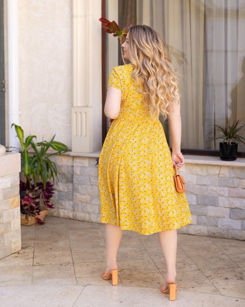 Жіноча літня сукня на гудзиках жовтого кольору р.52/54 431457 362988 фото