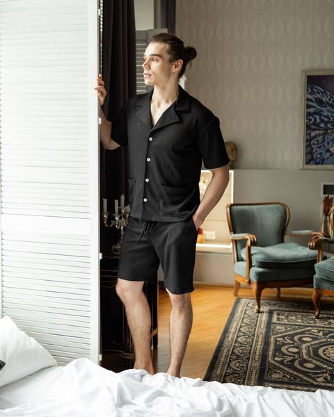 Чоловічий піжамний костюм колір чорний р.XL 453367 453366 фото