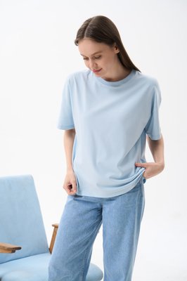 Жіноча футболка OVERSIZE колір світло-блакитний р.XL 459164 459163 фото