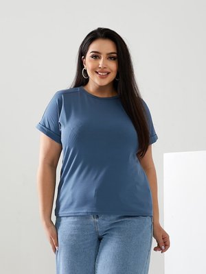 Жіноча футболка колір джинсовий р.42/46 432368 432391 фото
