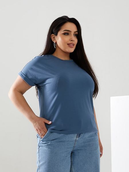 Жіноча футболка колір джинсовий р.42/46 432368 432391 фото