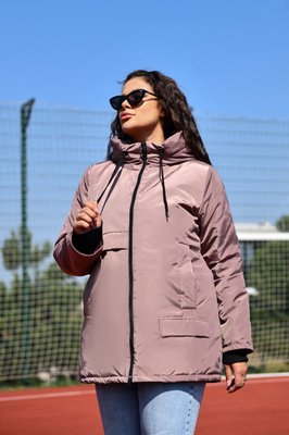 Жіноча демісезонна куртка з плащової тканини колір мокко р.48/50 357772 384264 фото