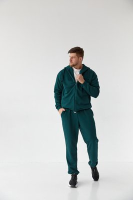 Спортивний чоловічий костюм на блискавці зелений р.3XL 408515 408514 фото