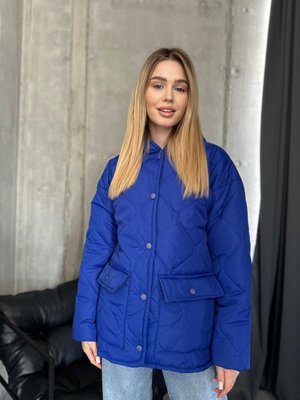 Жіноча тепла куртка з капюшоном колір електрик р.42/44 452193 452204 фото