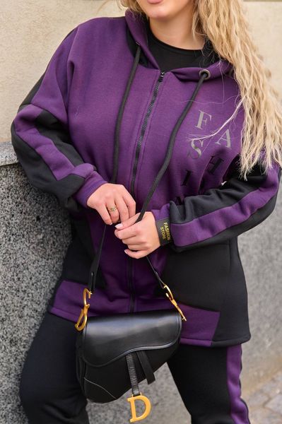 Жіночий теплий спортивний костюм колір фіолет р.48/50 442721 442743 фото