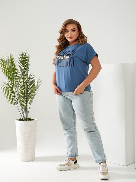 Жіноча футболка THINK TANK колір джинсовий р.42/46 433682 433682 фото