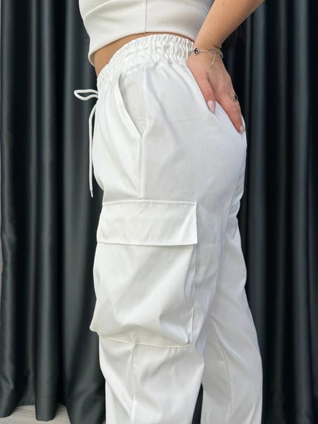 Жіночі штани джогери колір білий р.48/50 449471 449542 фото